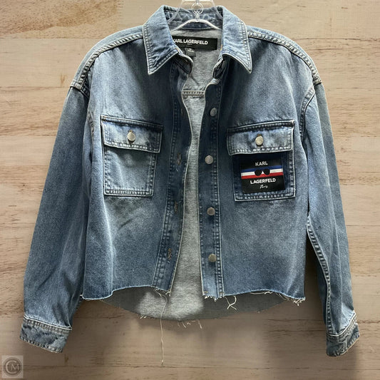 Jacket Designer By Karl Lagerfeld In Blue Denim, Size: Xs