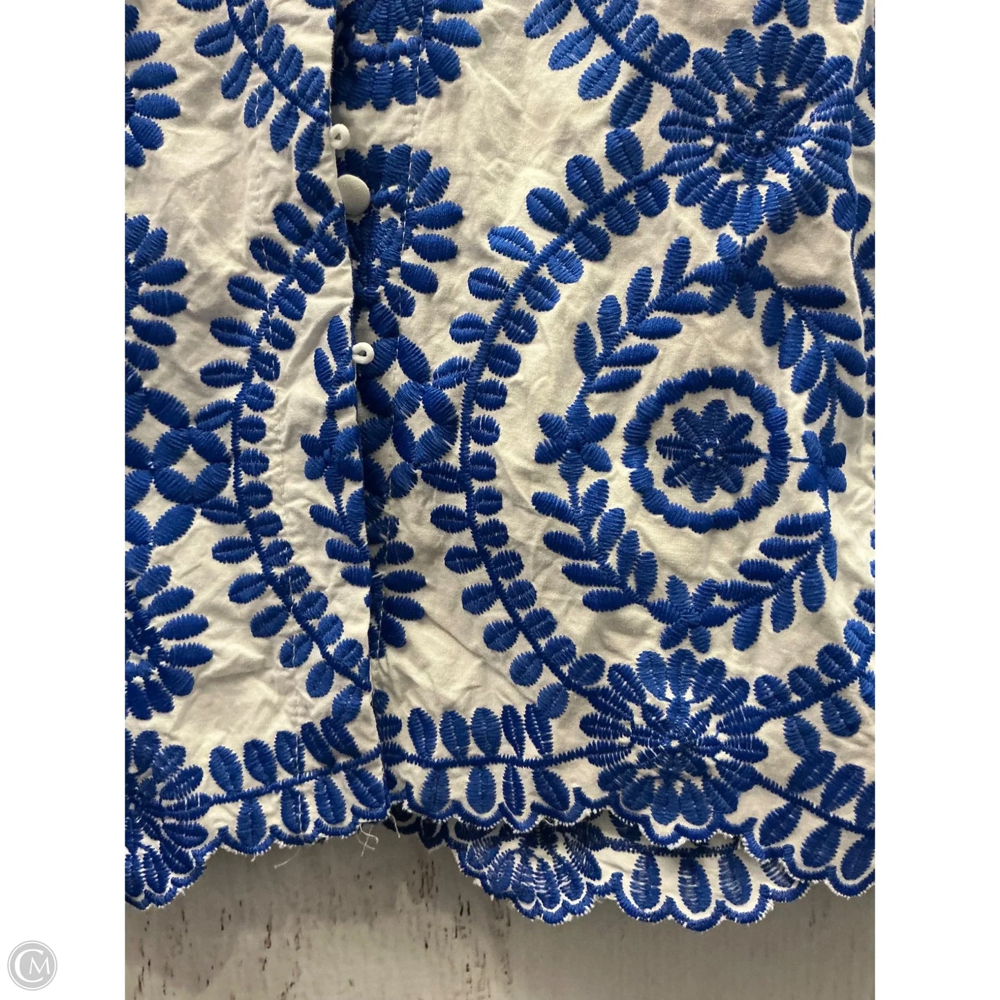 Top Long Sleeve By Shein In Blue & White, Size: M