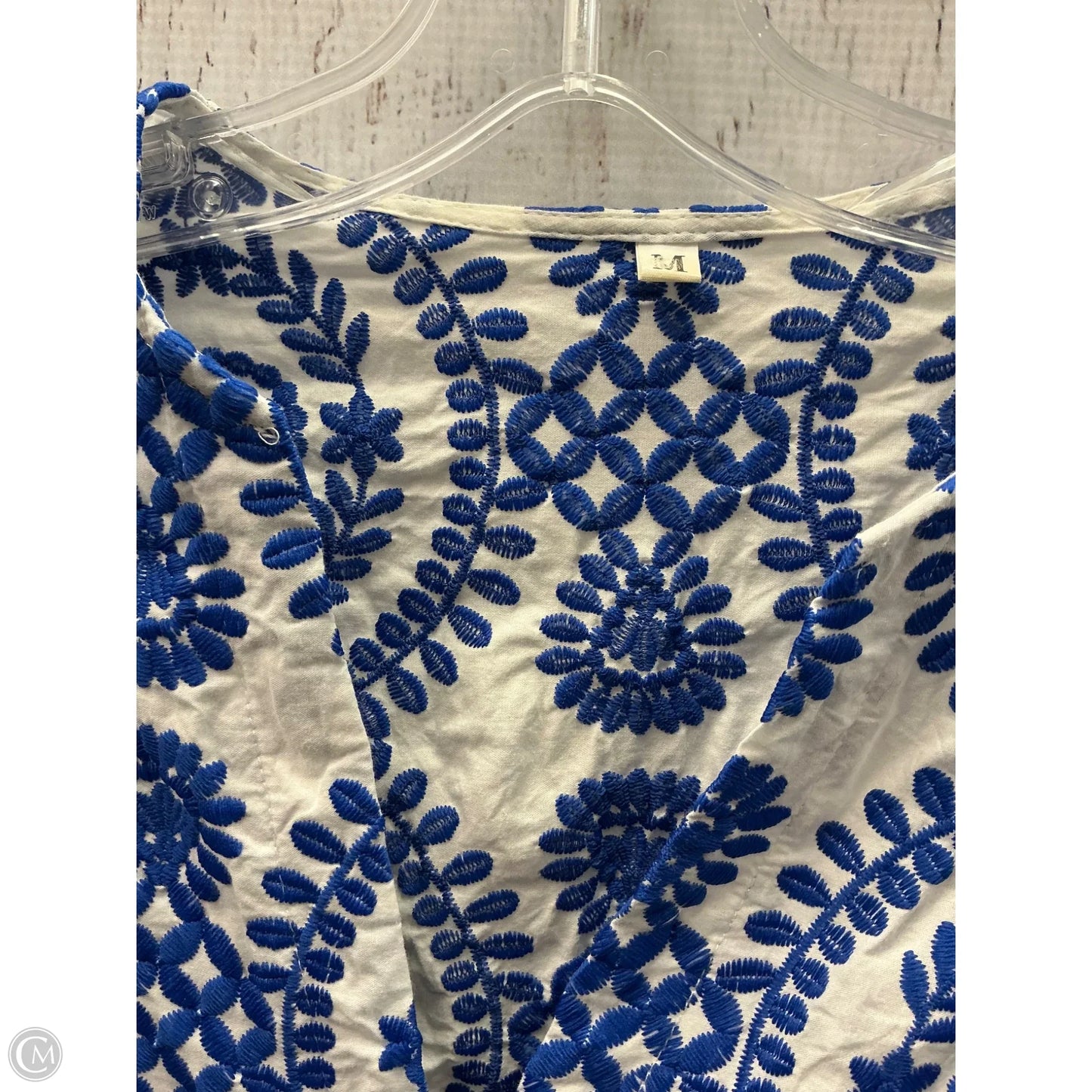 Top Long Sleeve By Shein In Blue & White, Size: M
