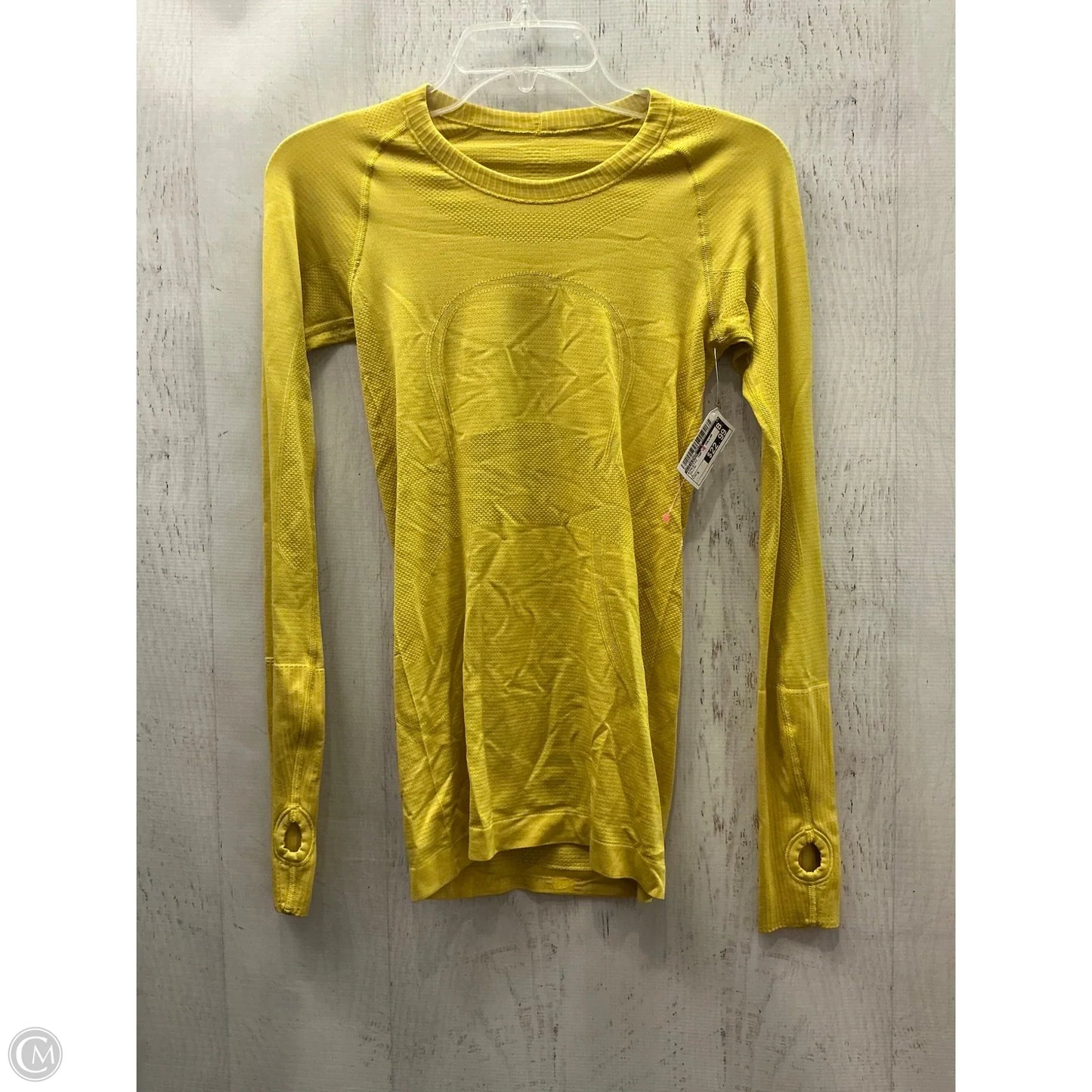 Athletic Top Long Sleeve Collar By Lululemon In Yellow, Size: S