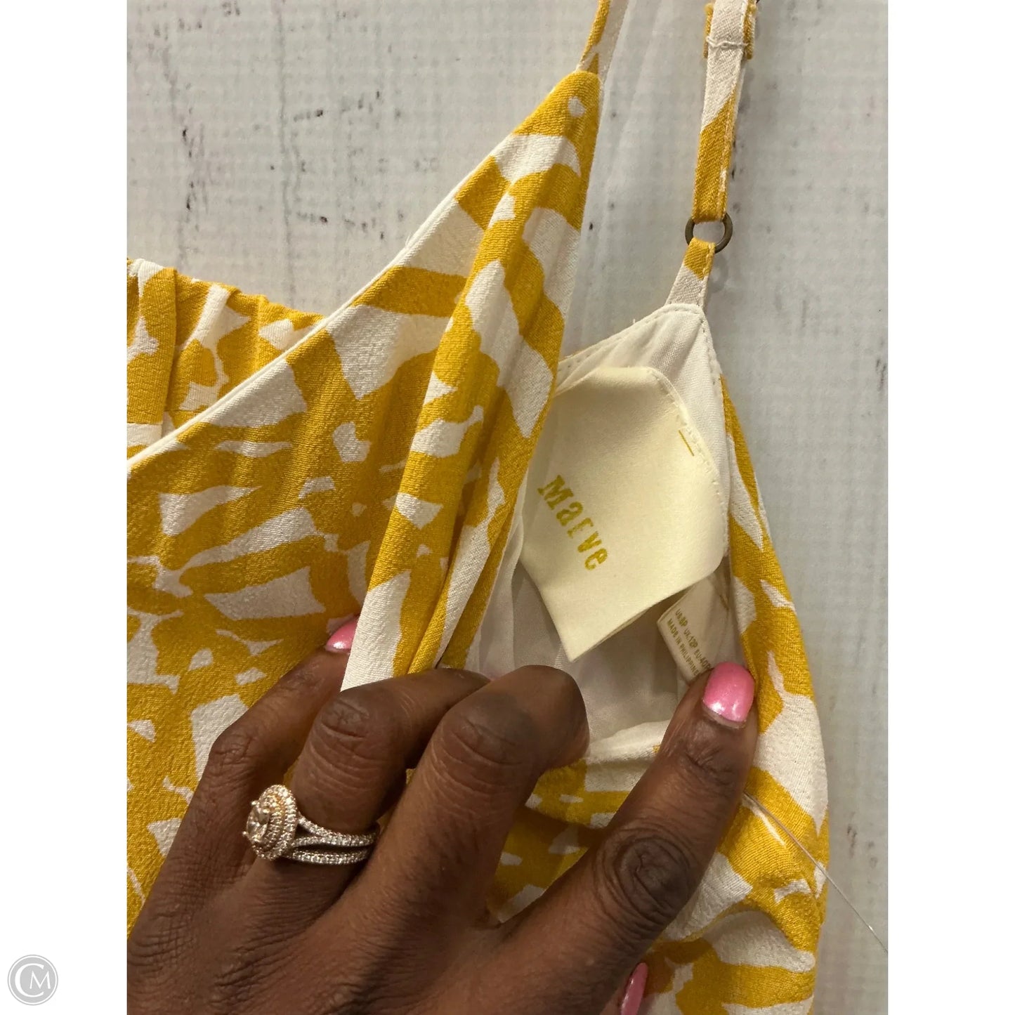 Jumpsuit By Maeve In White & Yellow, Size: 8p