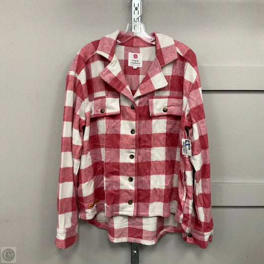 Jacket Shirt By Simply Southern In Plaid Pattern, Size: L