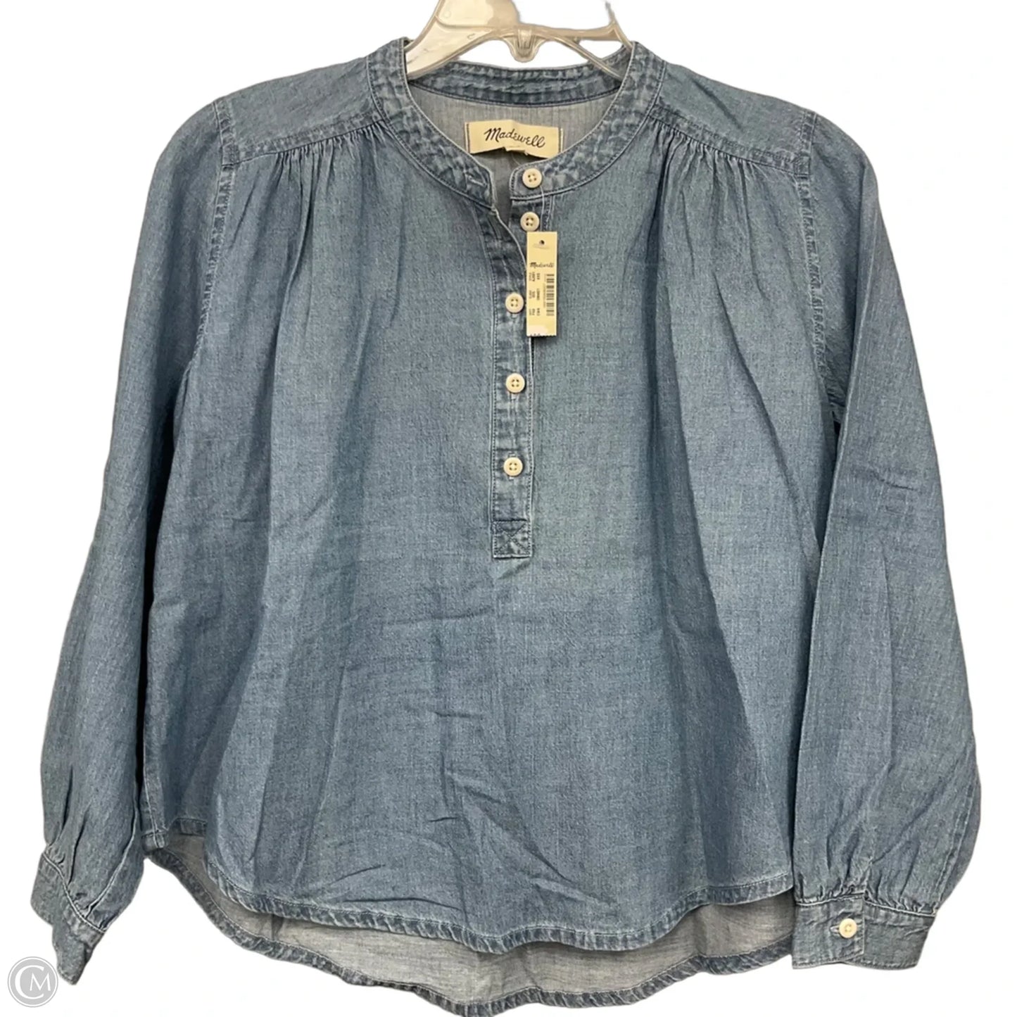 Top Long Sleeve By Madewell In Blue Denim, Size: Xxs
