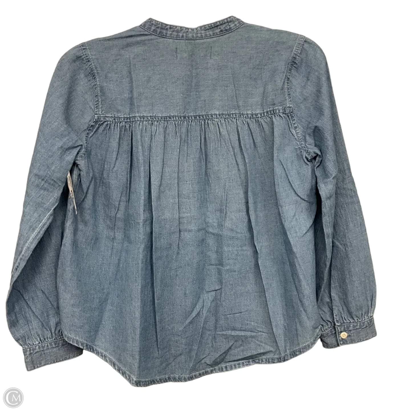 Top Long Sleeve By Madewell In Blue Denim, Size: Xxs