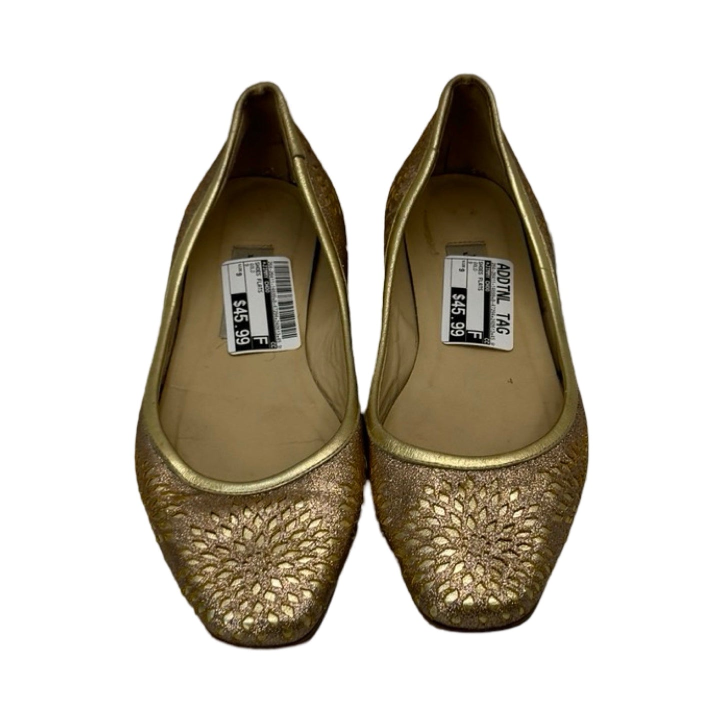 Gold Shoes Flats Jimmy Choo, Size 9