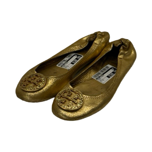 Gold Shoes Flats Tory Burch, Size 8
