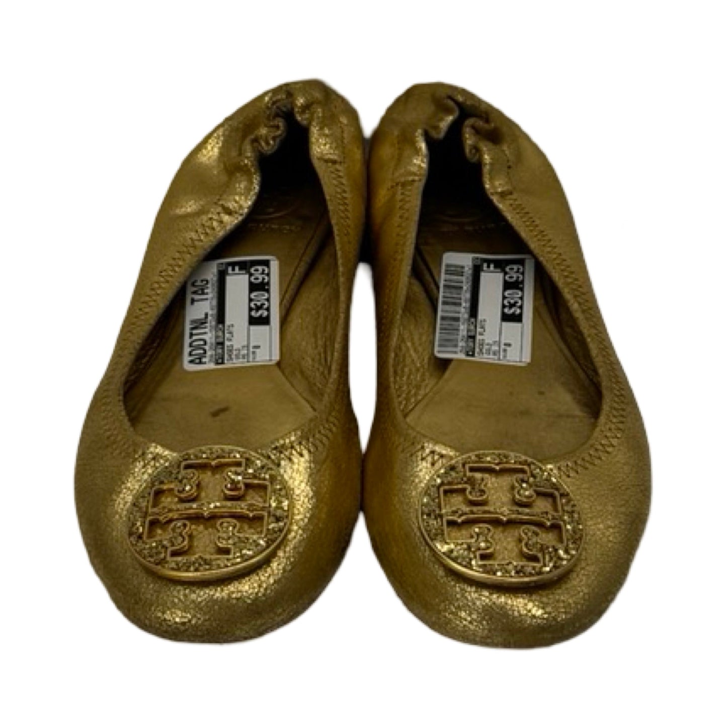 Gold Shoes Flats Tory Burch, Size 8