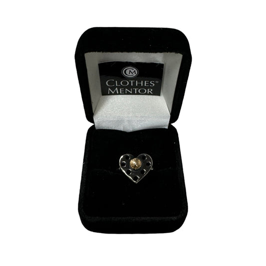 Black & Gold Heart-Shaped Ring Luxury Designer Louis Vuitton, Size 6.5