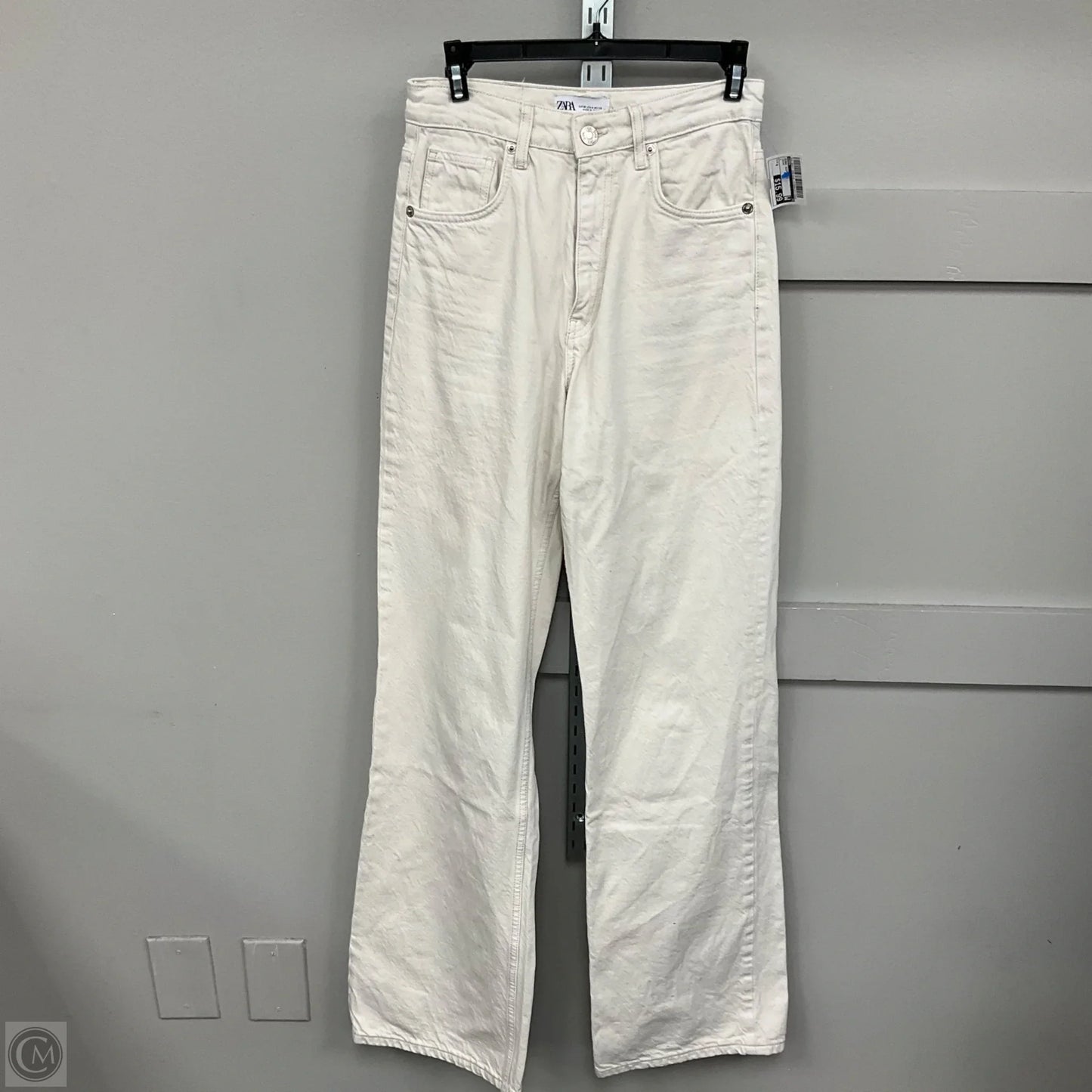 Jeans Wide Leg By Zara In Cream, Size: 4