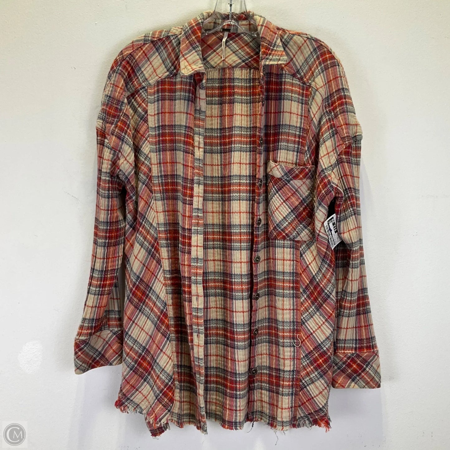 Top Long Sleeve By Free People In Plaid Pattern, Size: M