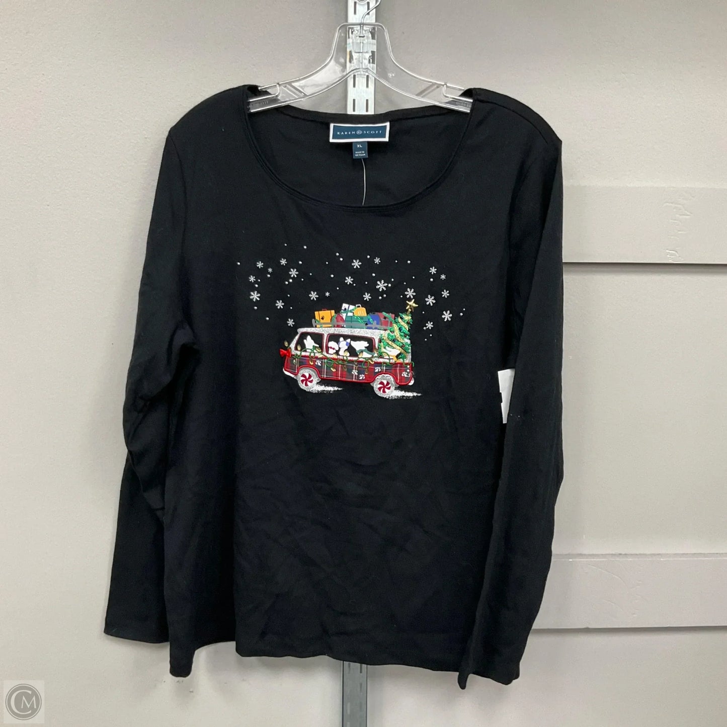 Top Long Sleeve By Karen Scott In Black, Size: Xl