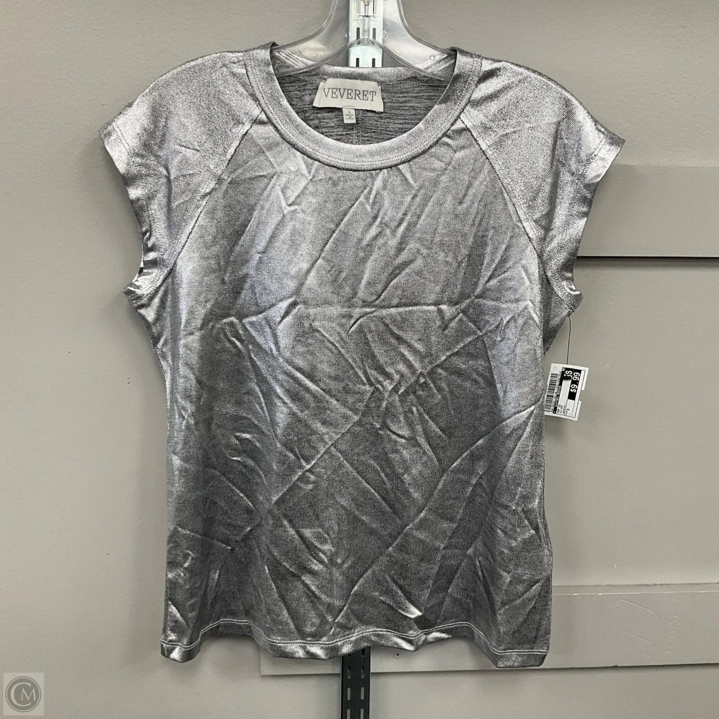 Top Short Sleeve By Veveret In Silver, Size: S