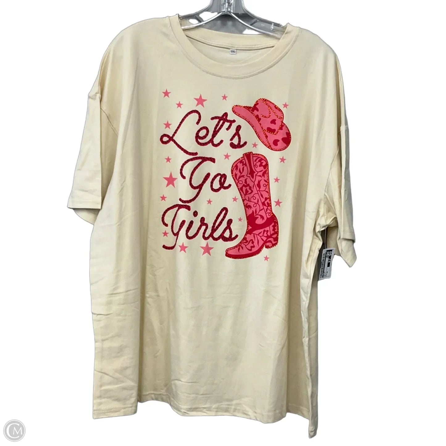 Top Short Sleeve By Cmf In Beige, Size: 2x