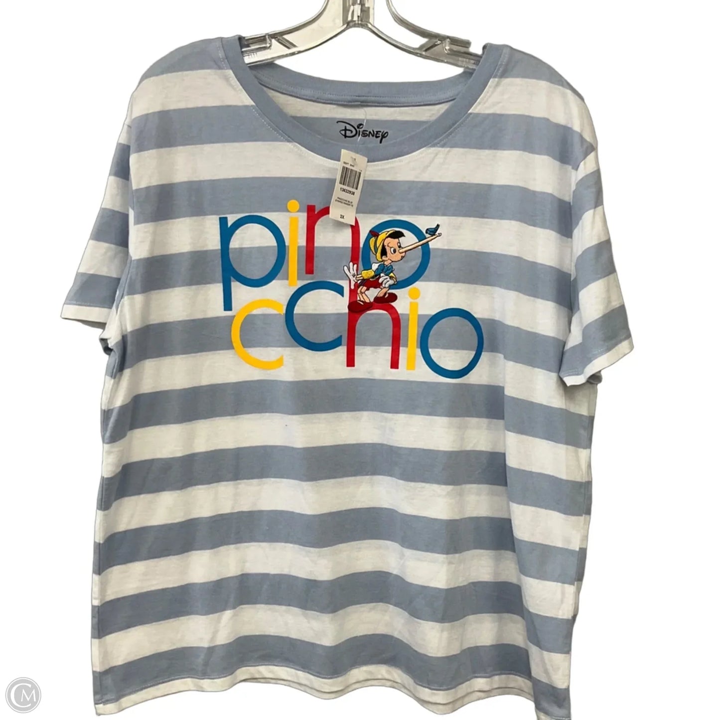 Top Short Sleeve By Disney In Blue & White, Size: 2x