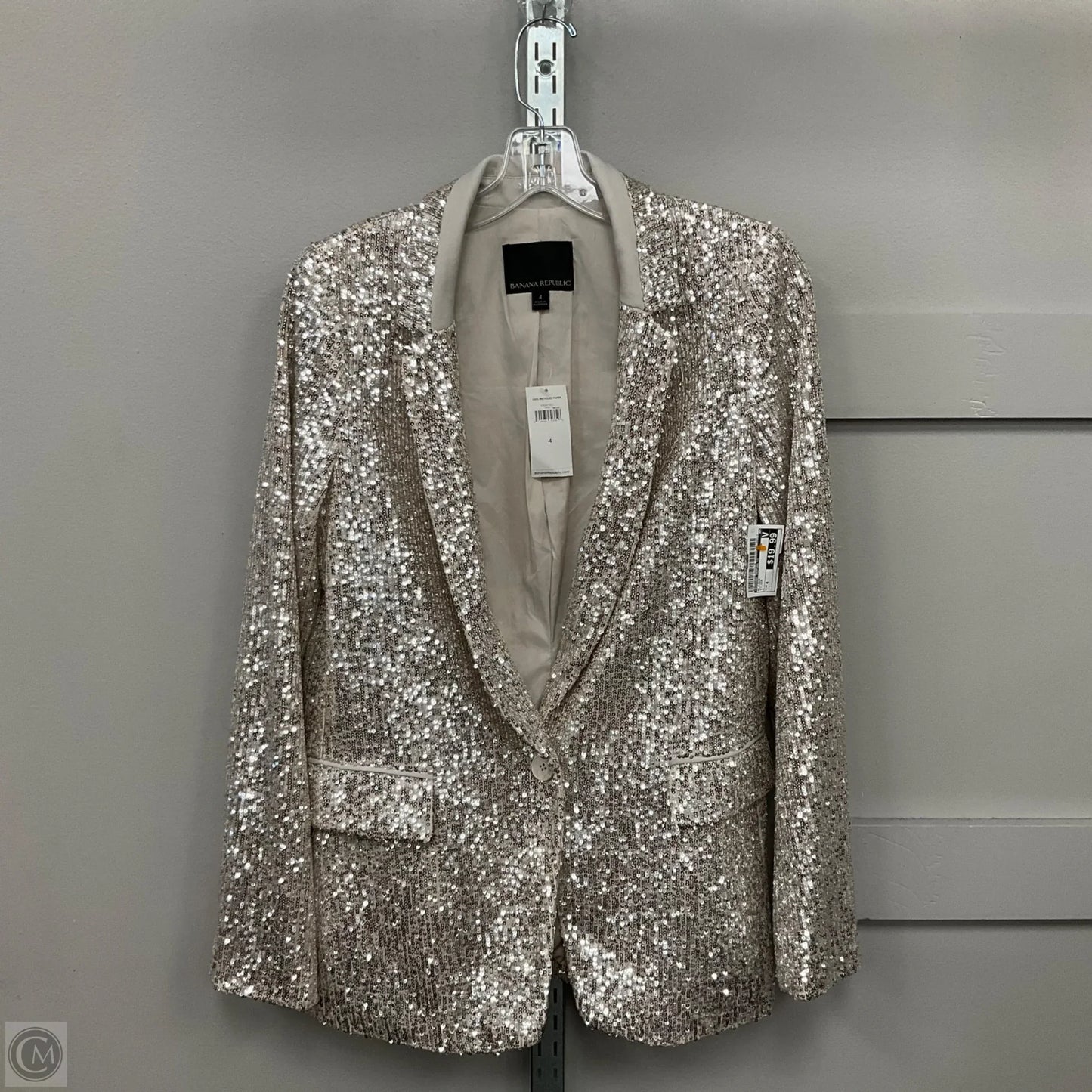 Blazer By Banana Republic In Silver, Size: 4