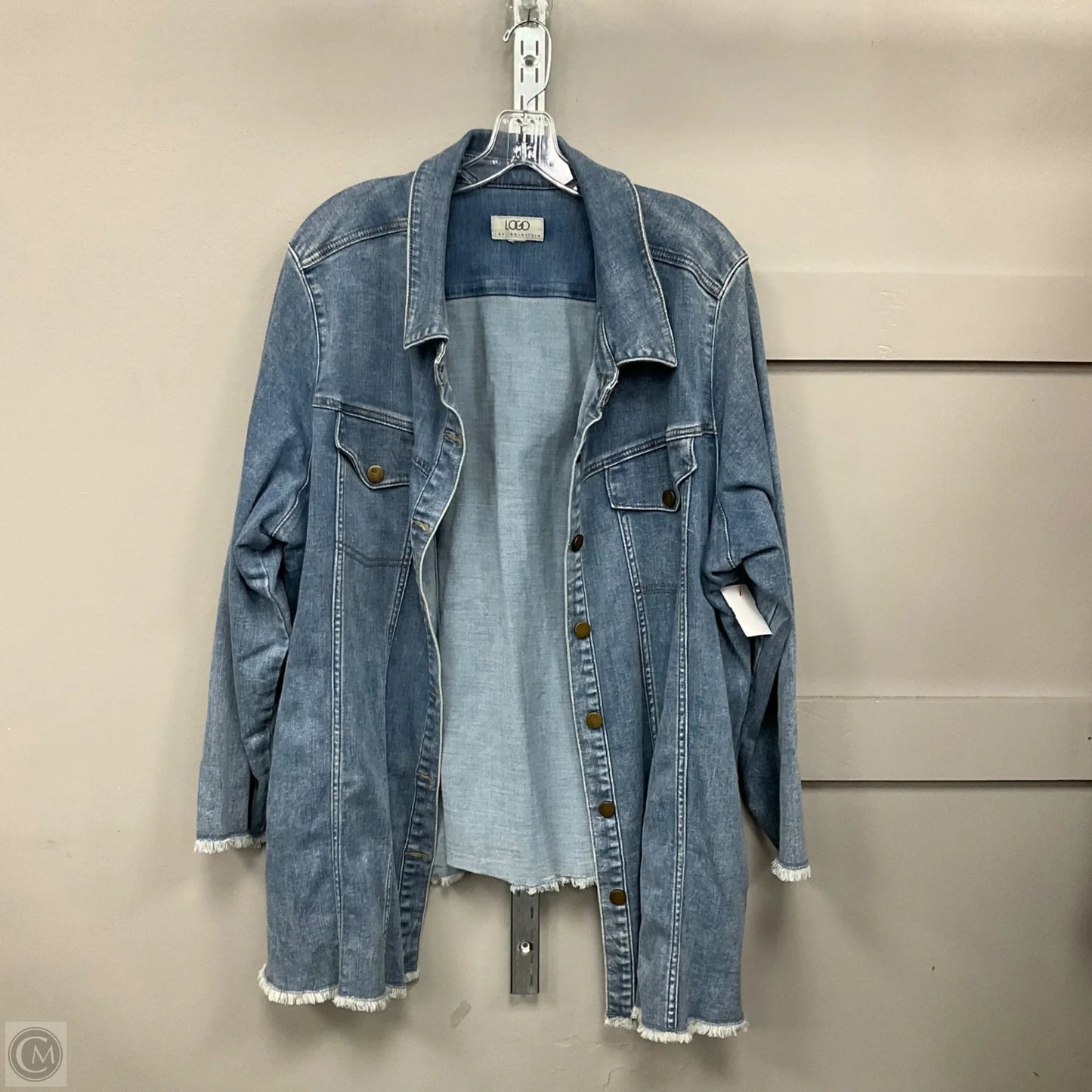 Jacket Denim By Logo In Blue Denim, Size: 3x
