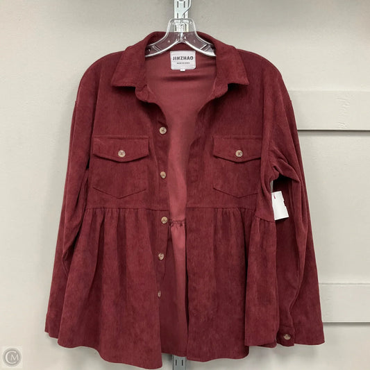 Jacket Shirt By Clothes Mentor In Maroon, Size: L