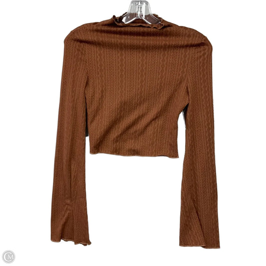 Top Long Sleeve Basic By Shein In Brown, Size: Xs
