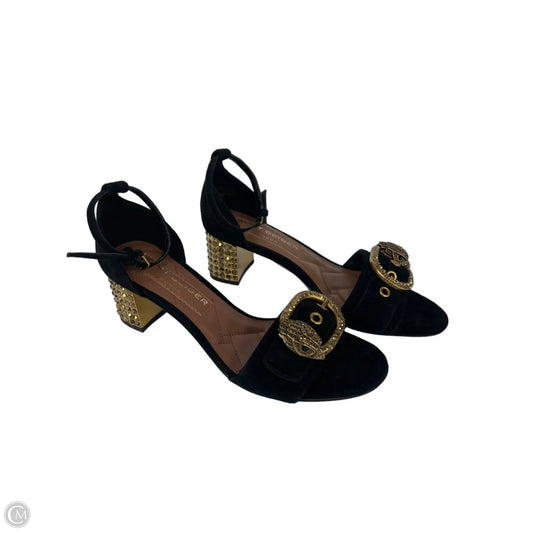Sandals Designer By Kurt Geiger In Black & Gold, Size: 7.5
