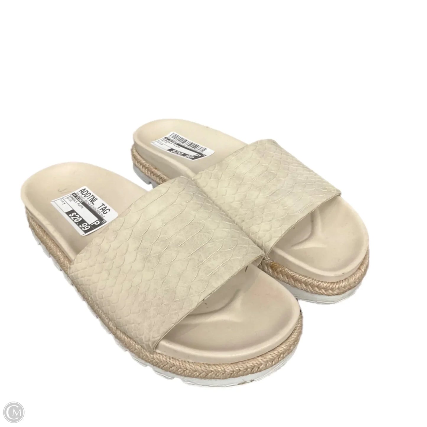 Sandals Flats By J Slides In Beige, Size: 7