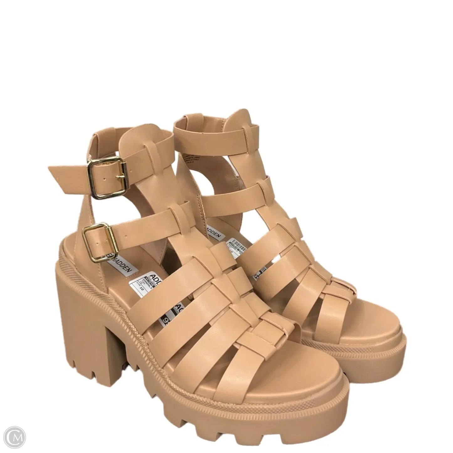 Sandals Heels Block By Steve Madden In Tan, Size: 10