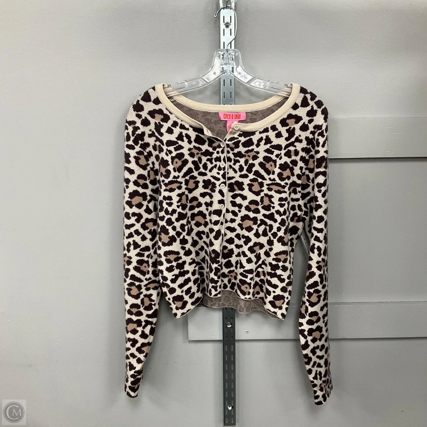 Cardigan By Clothes Mentor In Leopard Print, Size: Xl