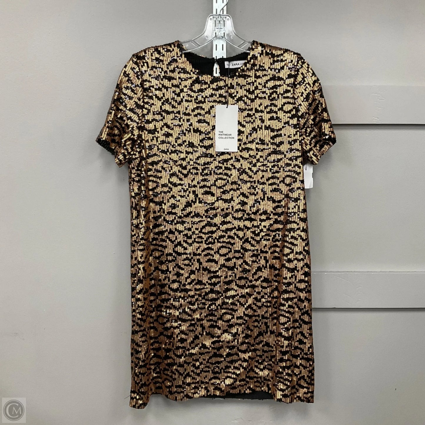 Dress Party Short By Zara In Black & Gold, Size: M