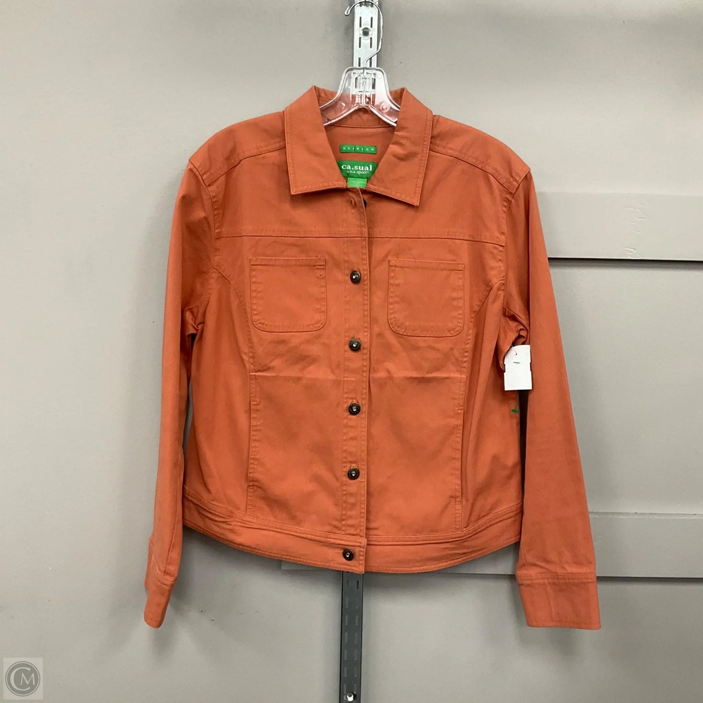 Jacket Denim By Clothes Mentor In Orange, Size: L