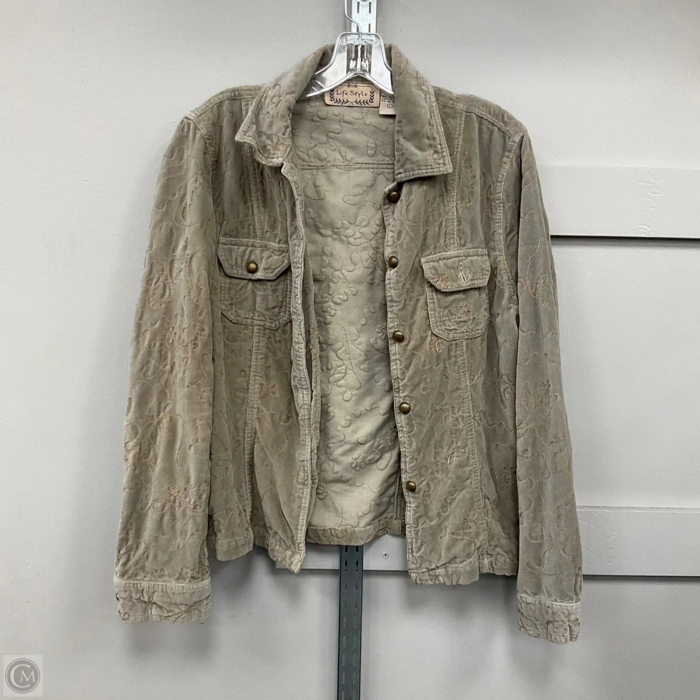 Jacket Shirt By Life Style Fashions Inc In Green, Size: L