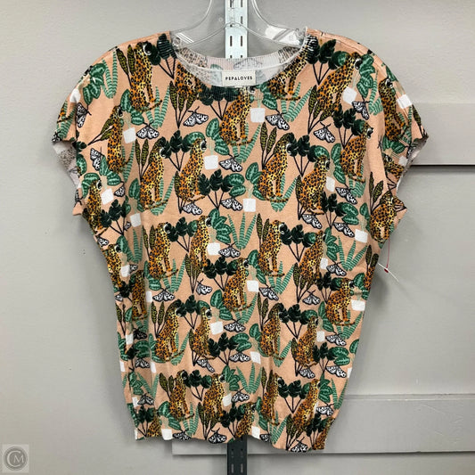 Top Short Sleeve By Pepaloves In Tan, Size: S