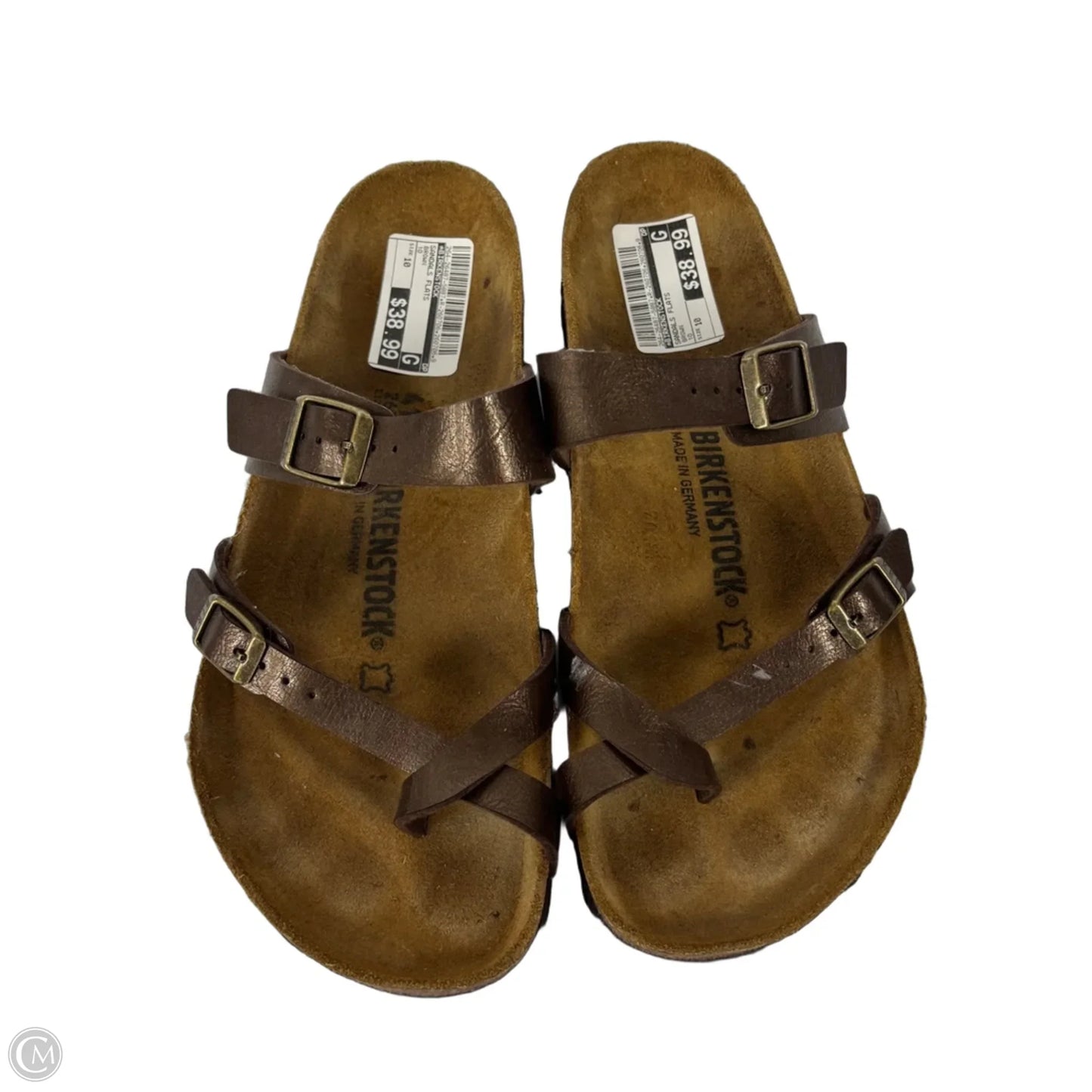 Sandals Flats By Birkenstock In Brown, Size: 10