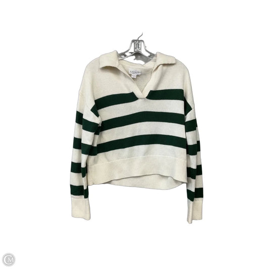 Sweater By Velvet In Green & White, Size: S