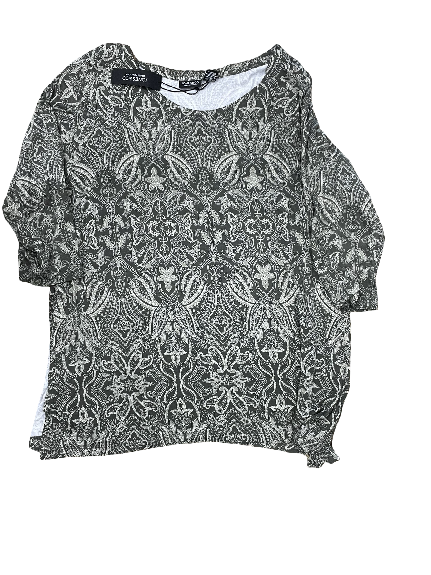 Top 3/4 Sleeve By Jones New York In Green, Size:2X