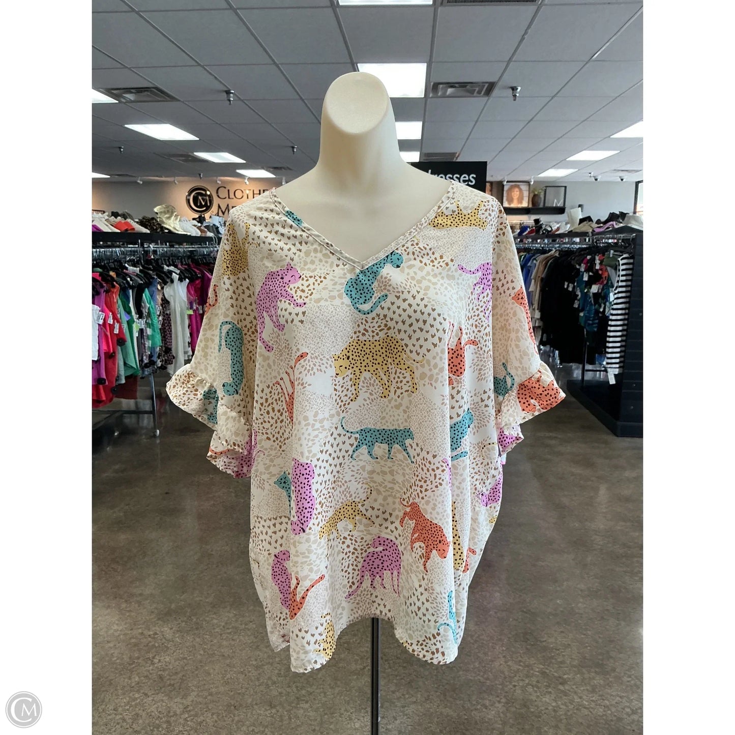 Top Short Sleeve By Entro In Animal Print, Size: L