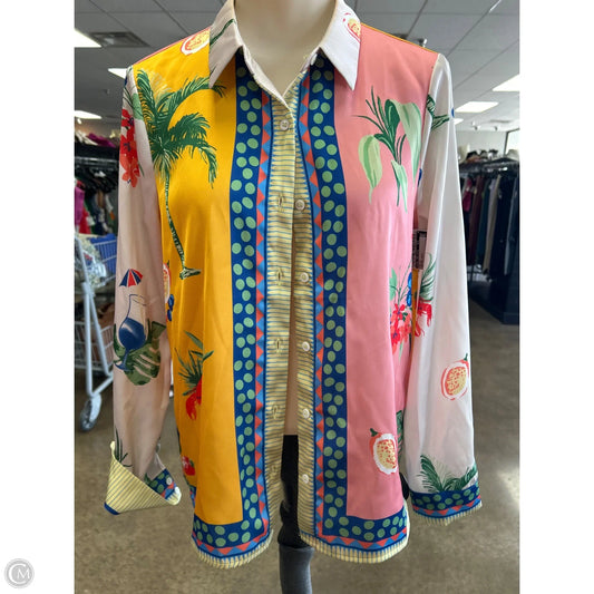 Top Long Sleeve By Skies Are Blue In Tropical Print, Size: Xs