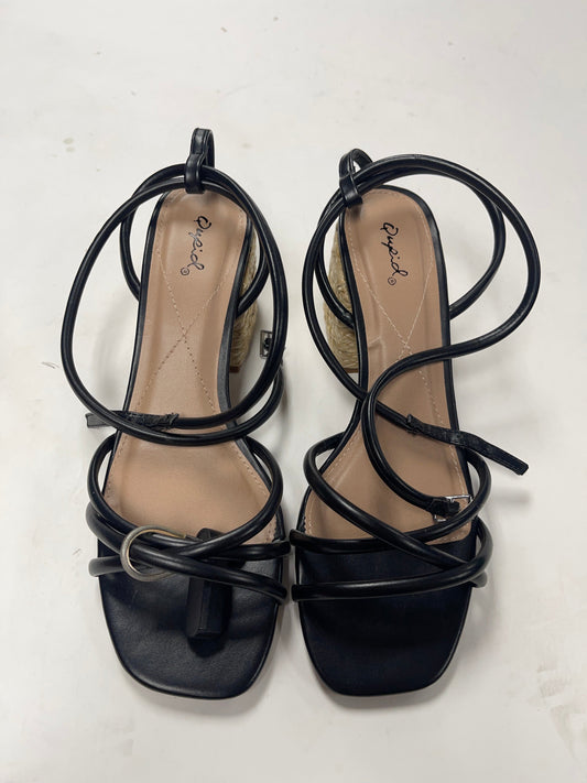 Black Sandals Heels Block Qupid, Size 9