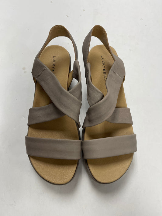 Sandals Heels Platform By Lucky Brand In Grey, Size: 9.5