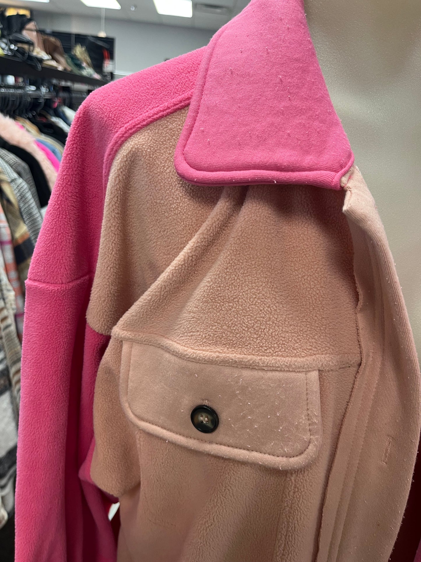 Jacket Shirt By Bibi In Pink, Size: L