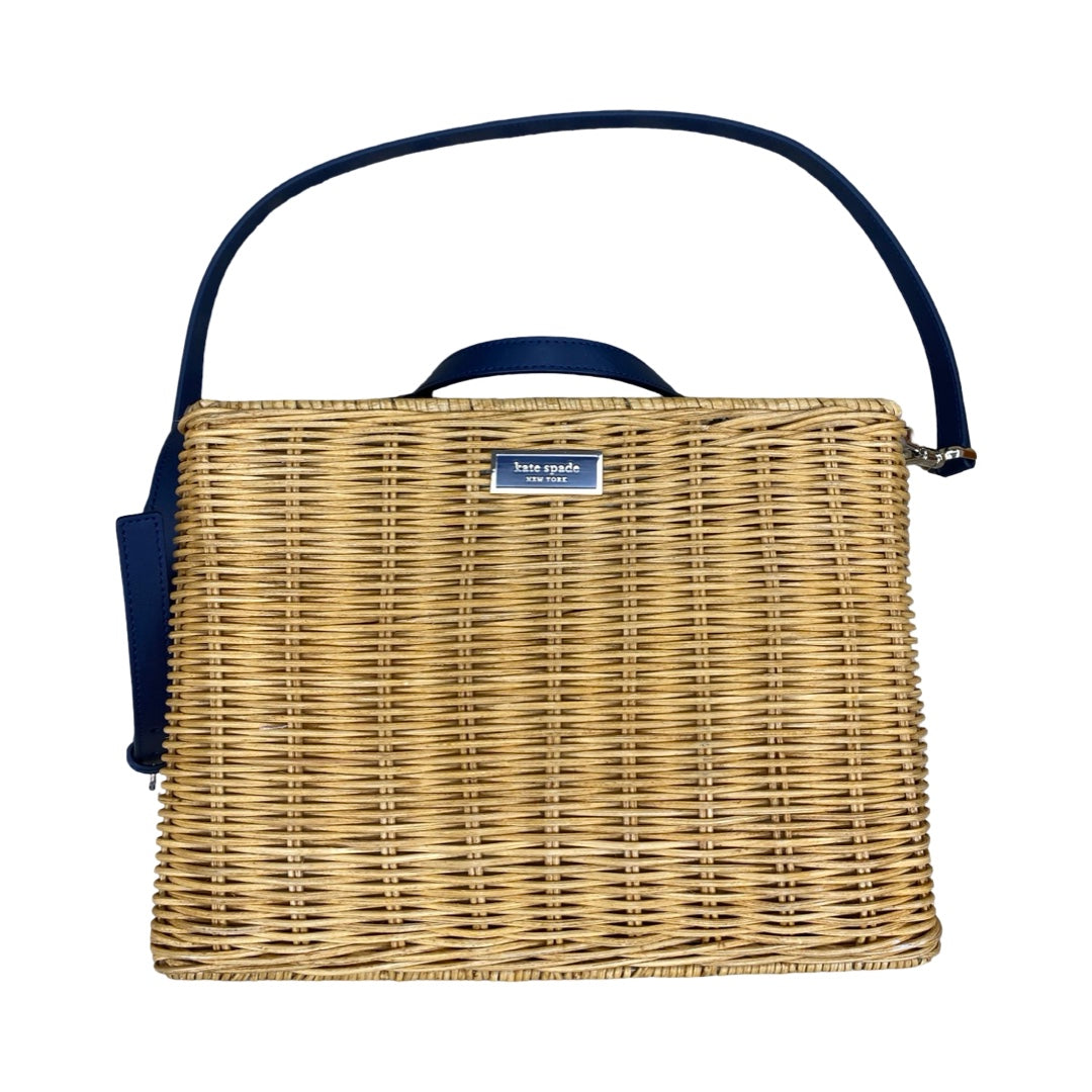 Handbag Designer By Kate Spade In Blue & Tan, Size:Medium