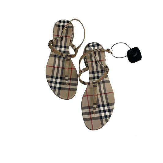 Sandals Luxury Designer By Burberry In Plaid Pattern, Size:8