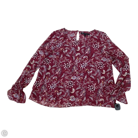 Blouse Long Sleeve By White House Black Market In Maroon, Size: Xl