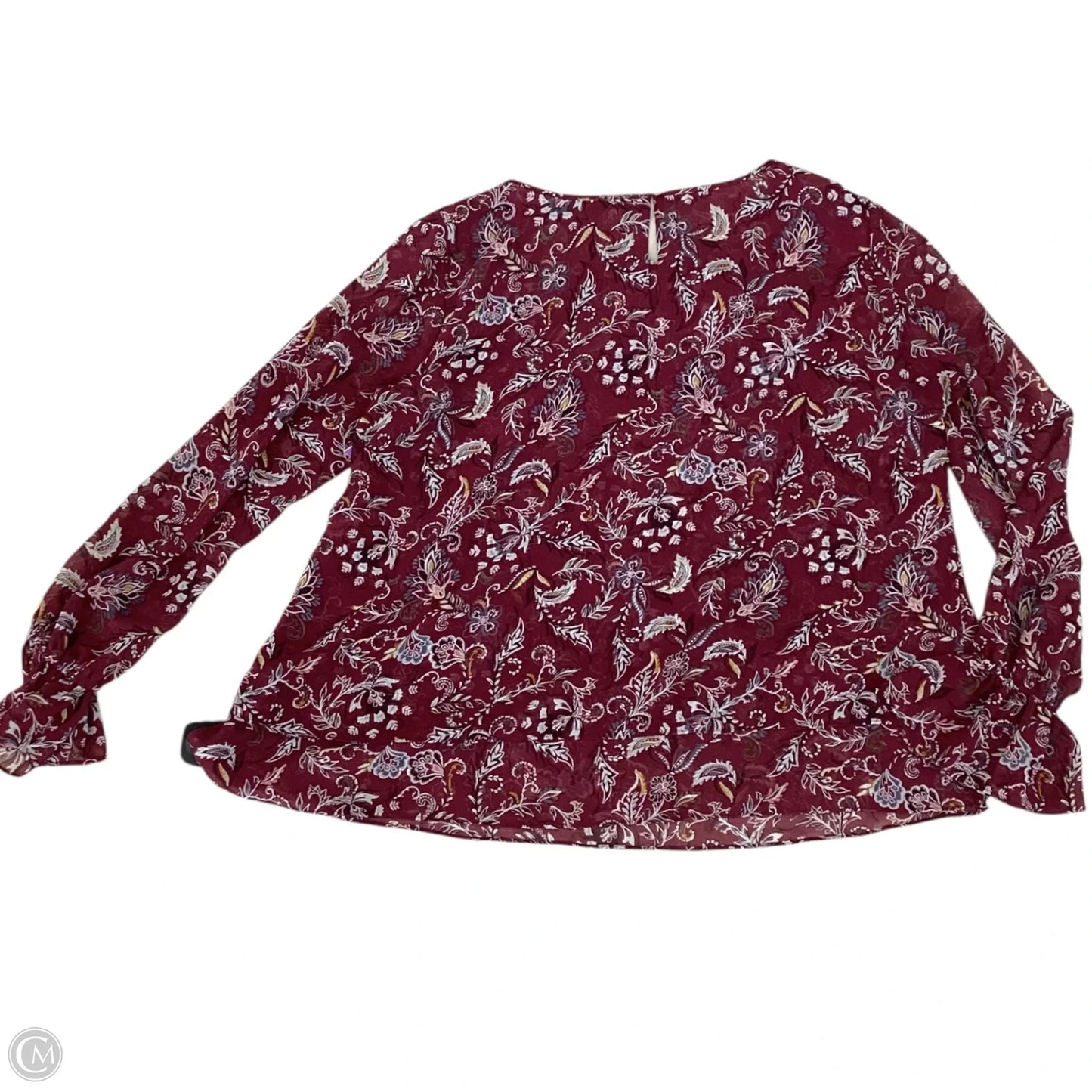 Blouse Long Sleeve By White House Black Market In Maroon, Size: Xl