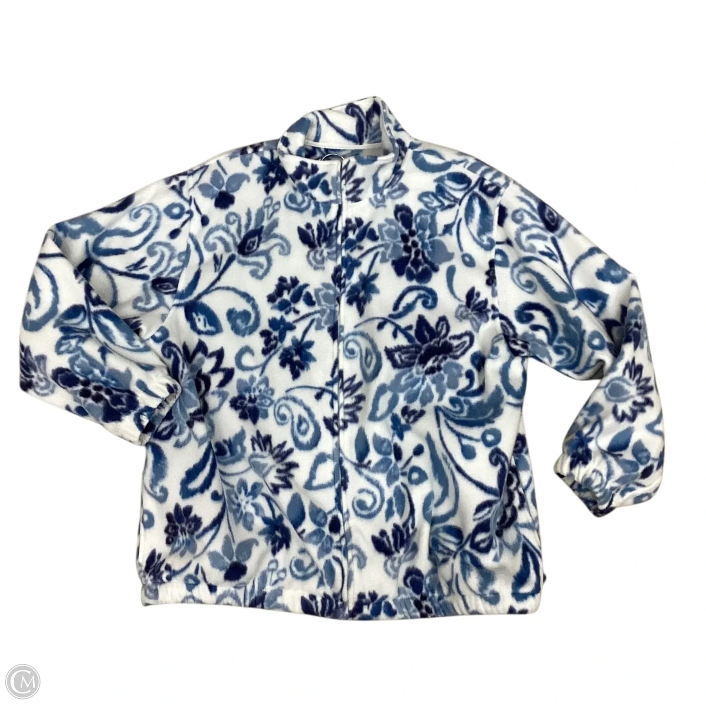Jacket Fleece By Clothes Mentor In Blue & White, Size: 2x