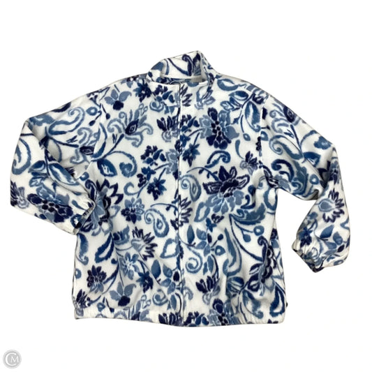 Jacket Fleece By Clothes Mentor In Blue & White, Size: 2x