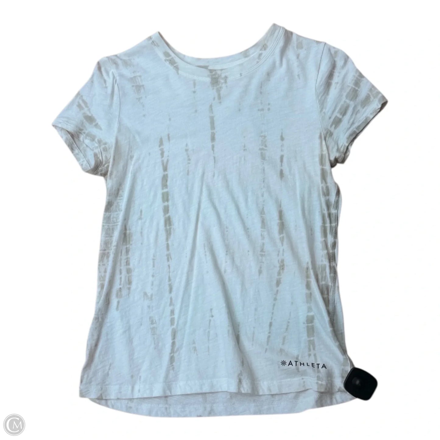 Athletic Top Short Sleeve By Athleta In Cream & Green, Size: Xs