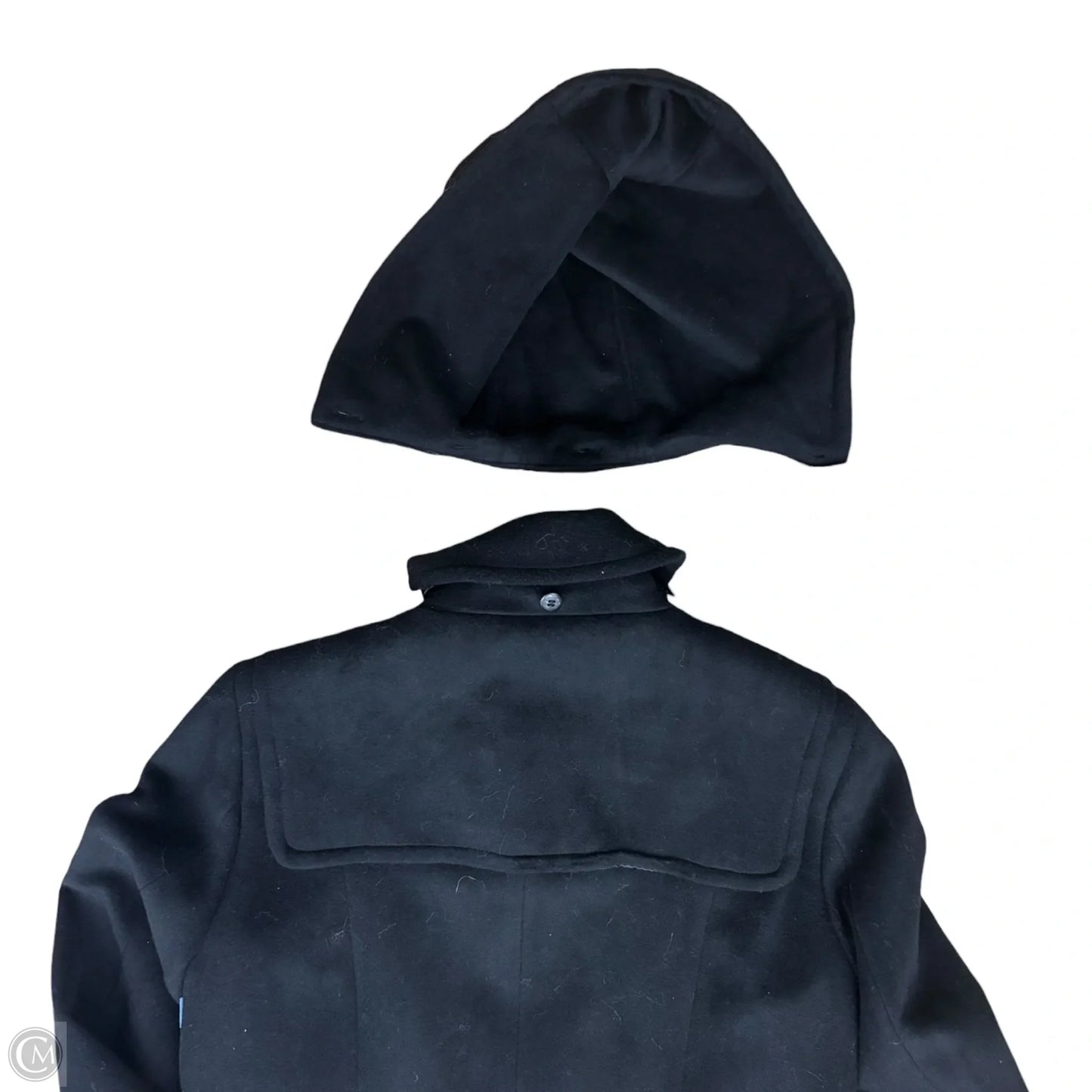 Coat Trench Coat By Calvin Klein In Black & Gold, Size: M