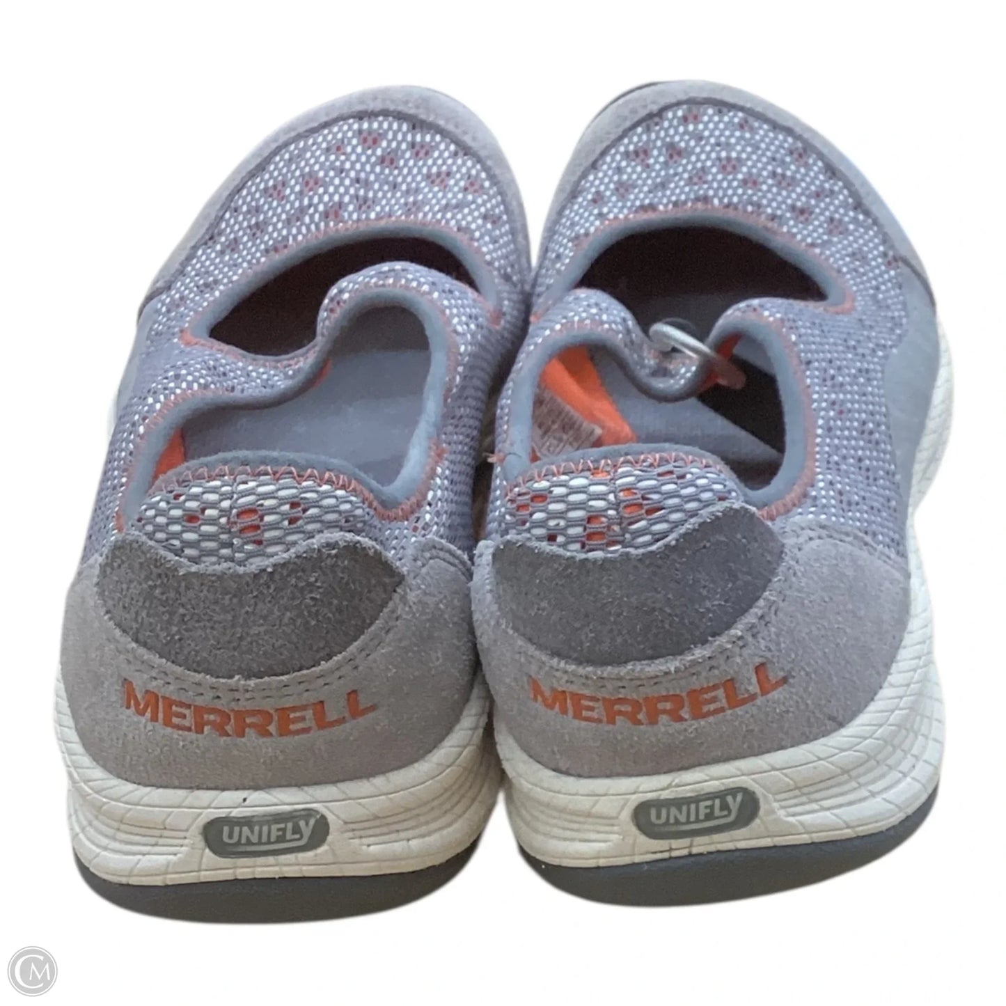 Shoes Flats By Merrell In Grey & Orange, Size: 9