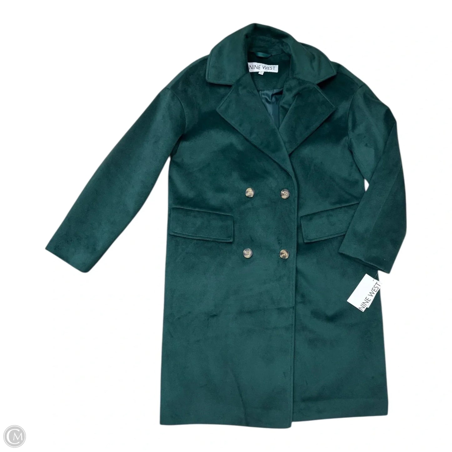 Coat Trench Coat By Nine West Apparel In Green, Size: S