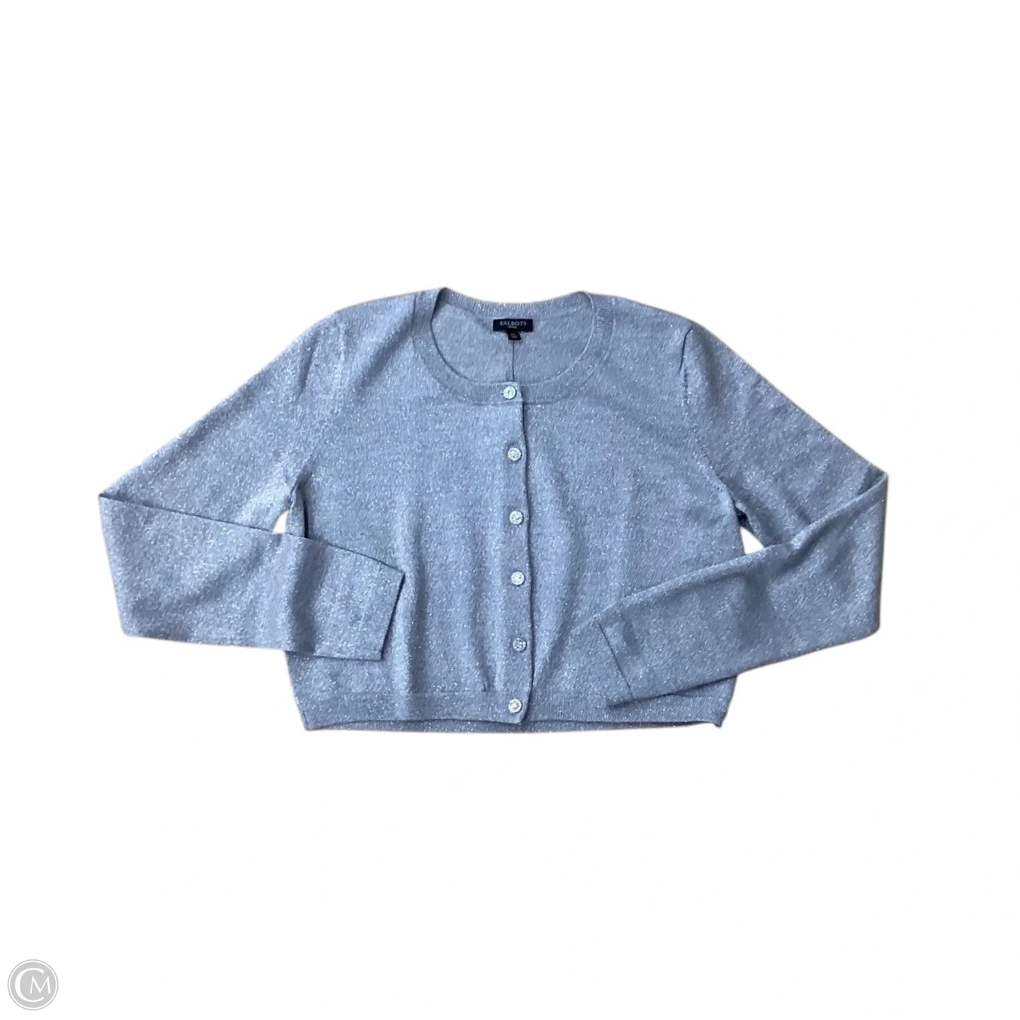 Sweater Cardigan By Talbots In Silver, Size: Mp