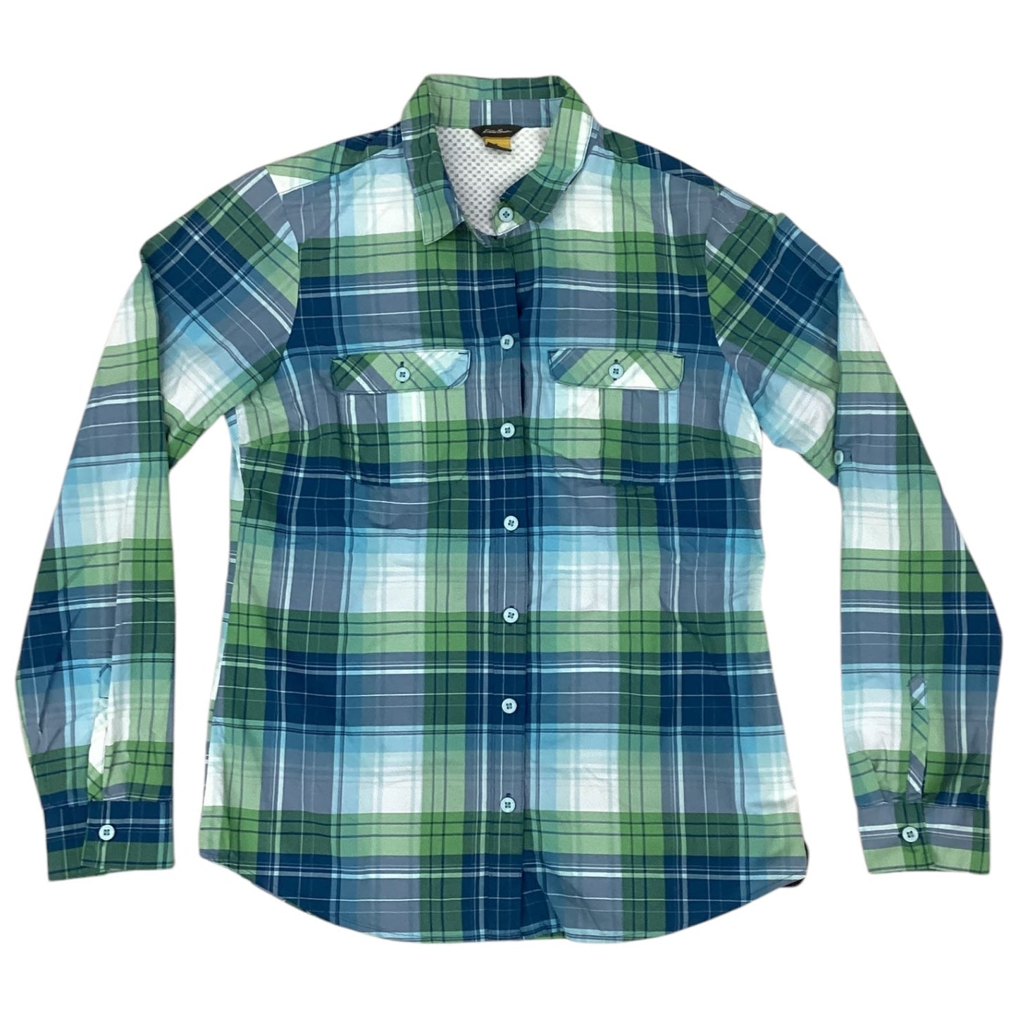 Top Long Sleeve By Eddie Bauer In Blue & Green, Size: S